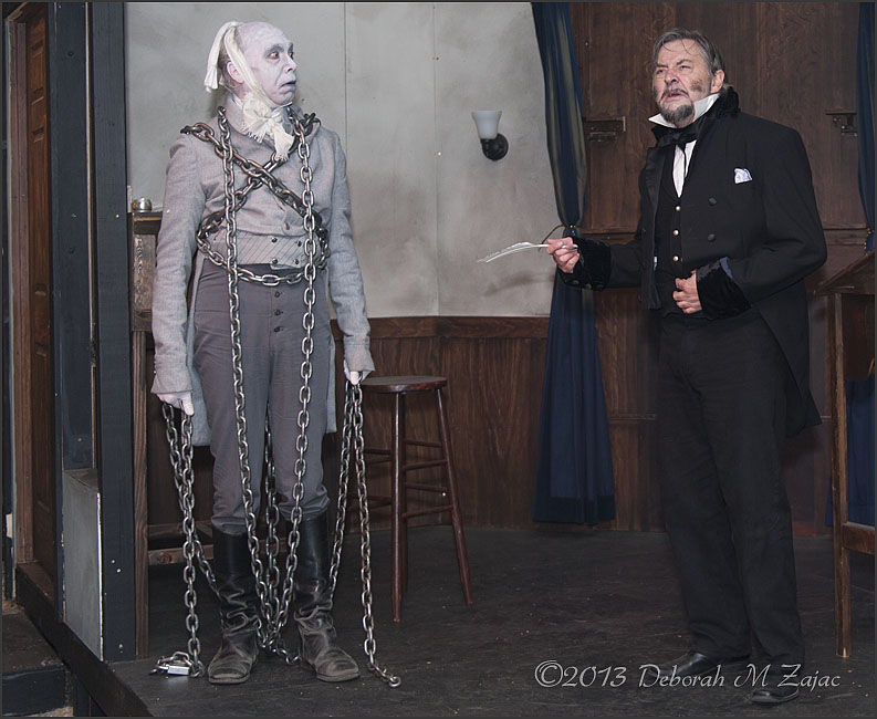 The Ghost of Jacob Marley comes to visit Scrooge