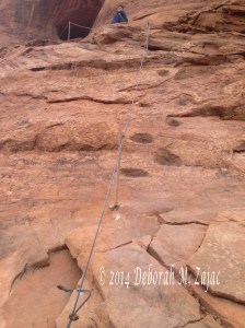 Cable on the trail to Corona Arch