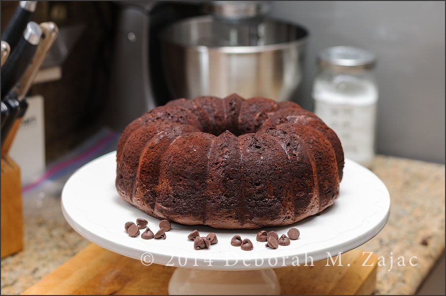 Chocolate chocolate chip Bundt Cake-unglazed