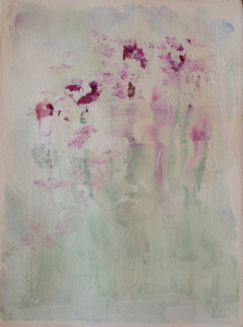 Watercolor painting with gesso mostly covering it