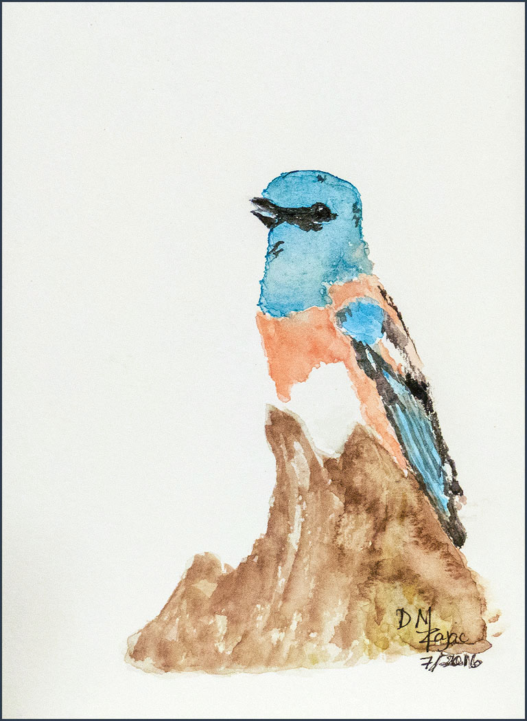 Lazuli Bunting in Watercolor