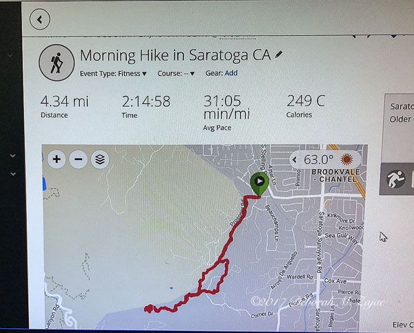 Morning Hike Route Saratoga