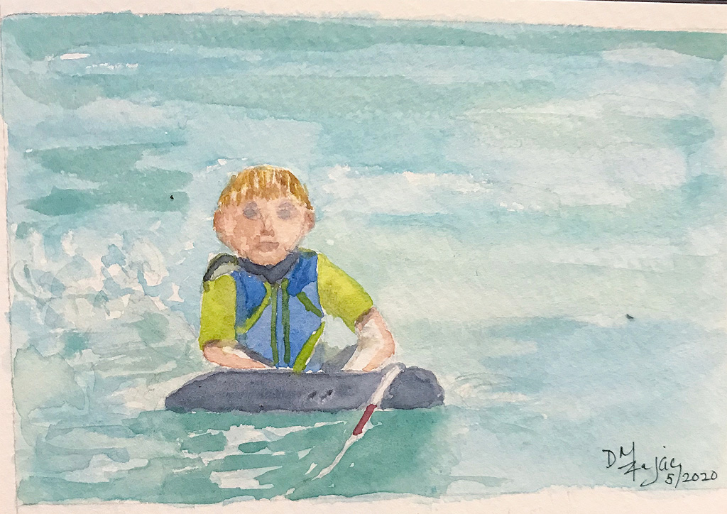 Jaxon Kneeboarding First Time