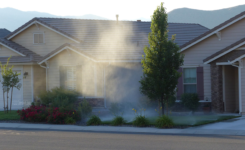Sunlight on the sprinkler Mist